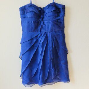 Cache Blue Purple Iridescent Strapless Chiffon Dress Womens Size 12 Y2K Prom